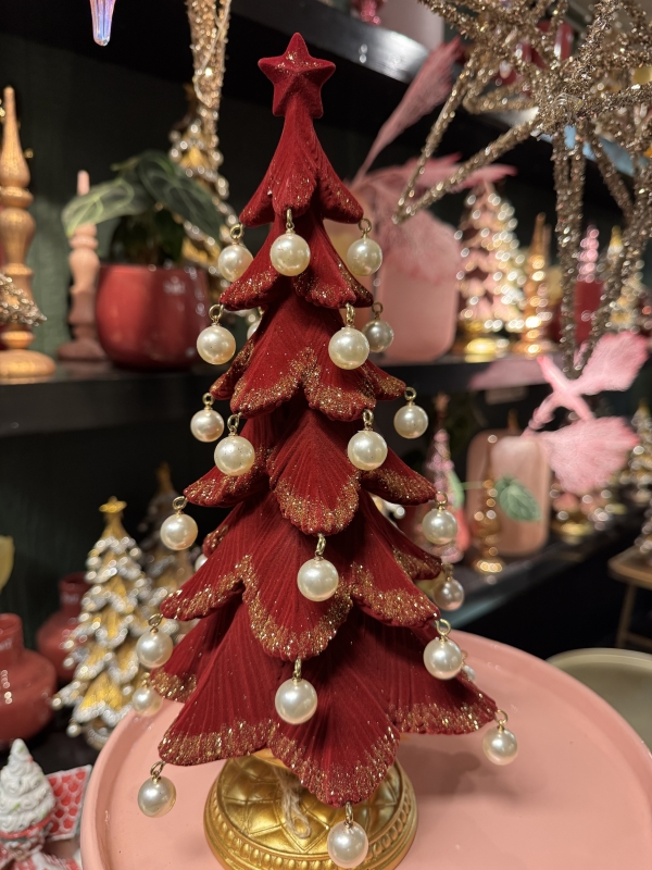 Velvet kerstboom met parels